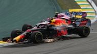 Racing Point's Esteban Ocon shunts into Max Verstappen at the Brazilian Grand Prix 2018